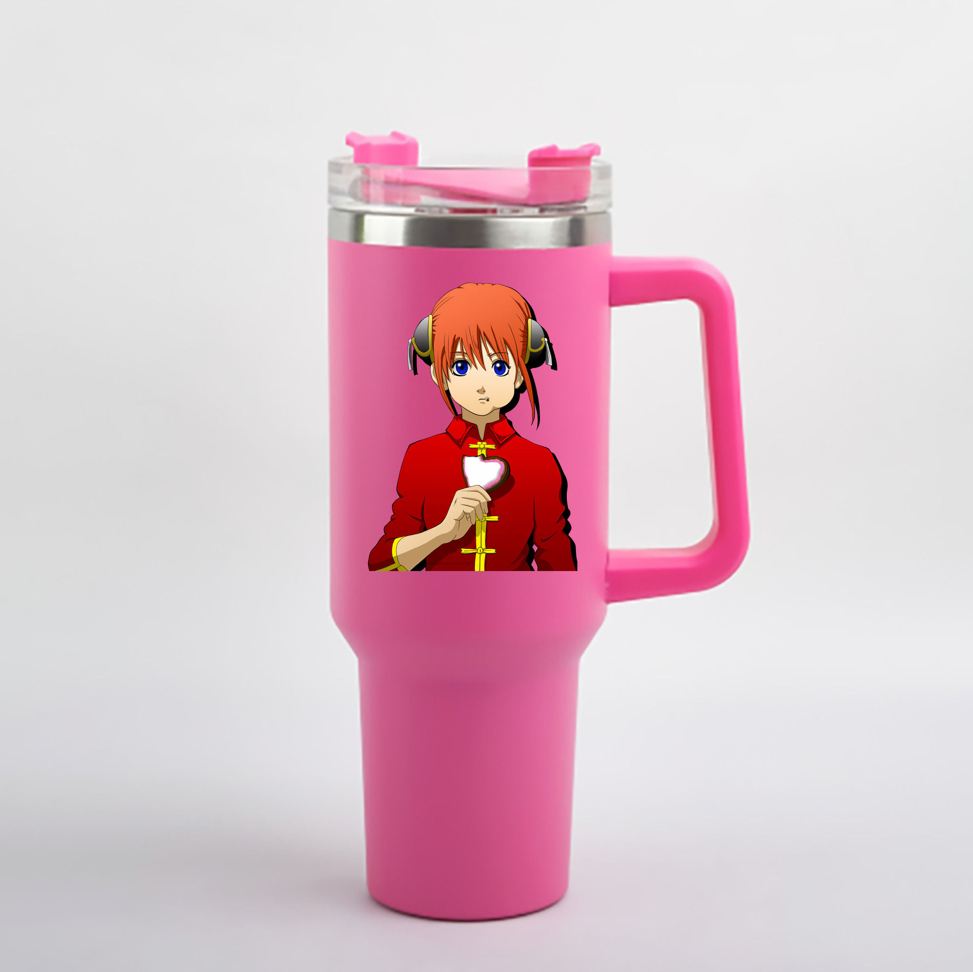 （画像用） ぎんたま 坂田銀時（さかたぎんとき） 神楽 志村新八（しむら しんぱち） GINTAMA Sakata Gintoki Kagura Shimura Shinpachi 1200mL車用タンブラー - クリスタルステッカー（プラスチックストロー付き）